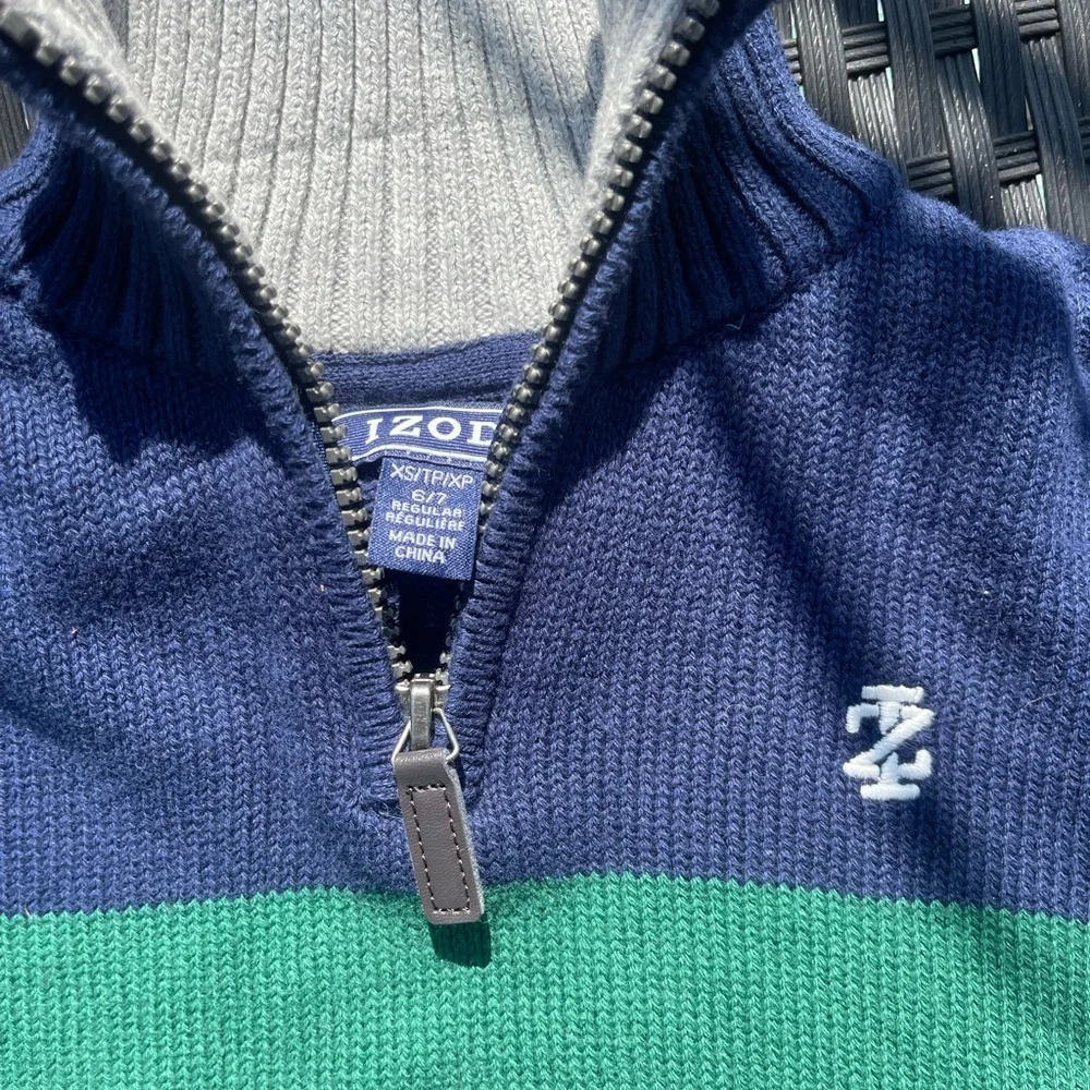 Izod Kids Blue, Green, and Gray Color Block Vest
